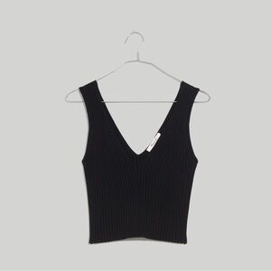 Madewell Black Ribbed Knit V-neck Tank Top